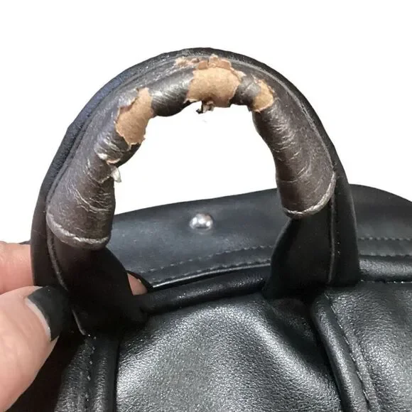 Miss Me Heather Ikat Embroidered Sequin Studded Black Faux Leather Backpack - Picture 6 of 12